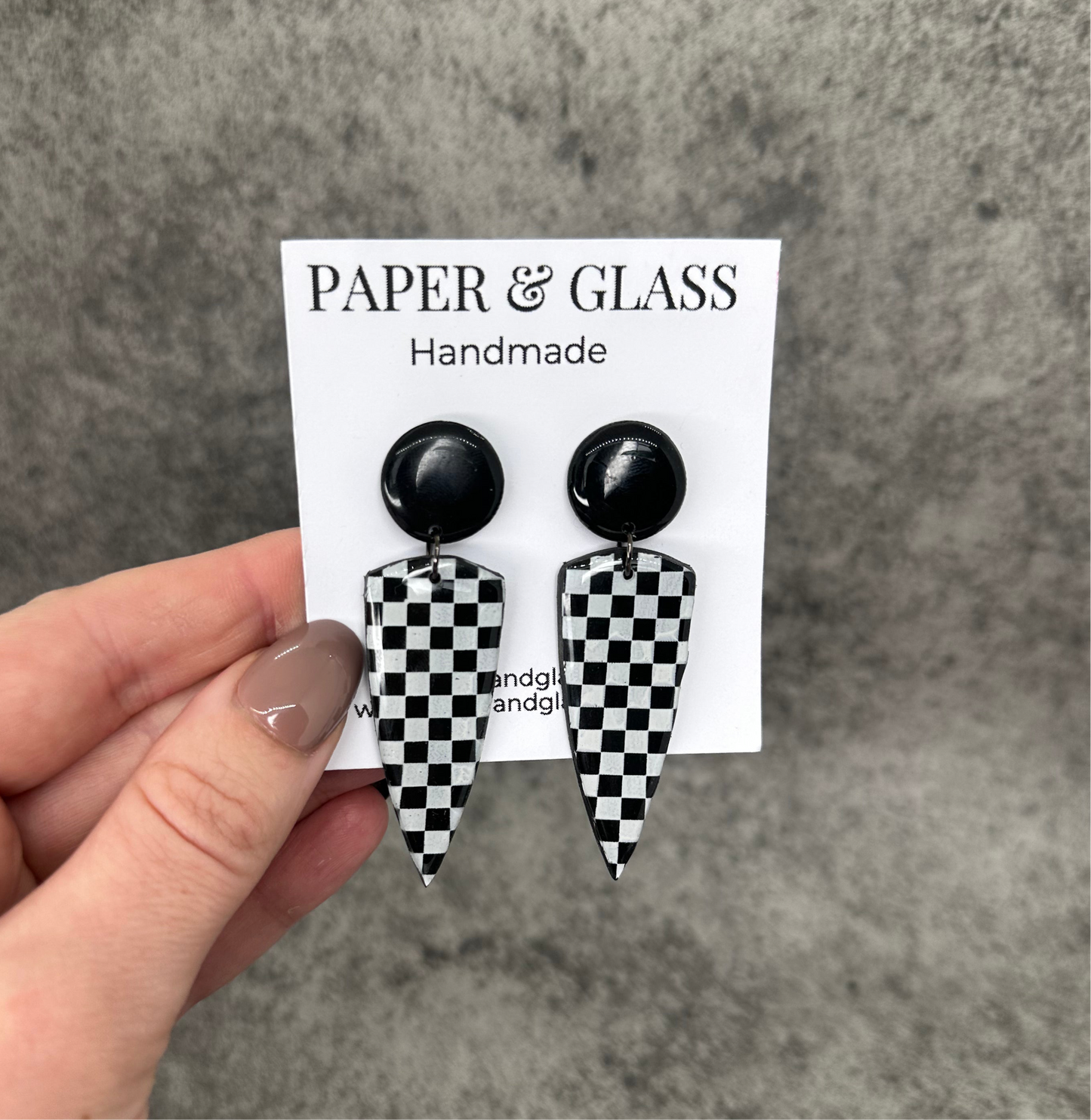 Checkerboard Dagger Drop Earrings