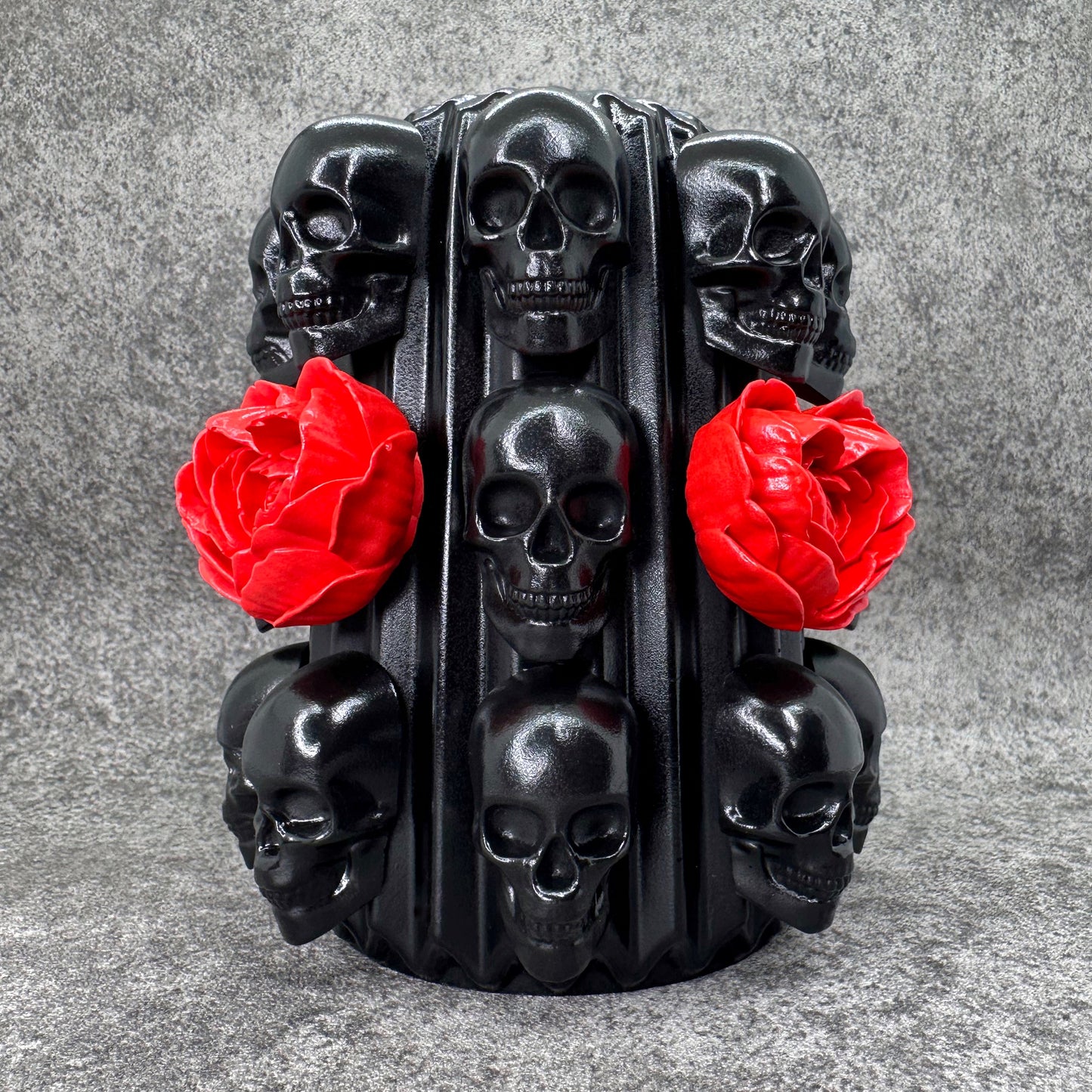 Skull & Red Rose Vase