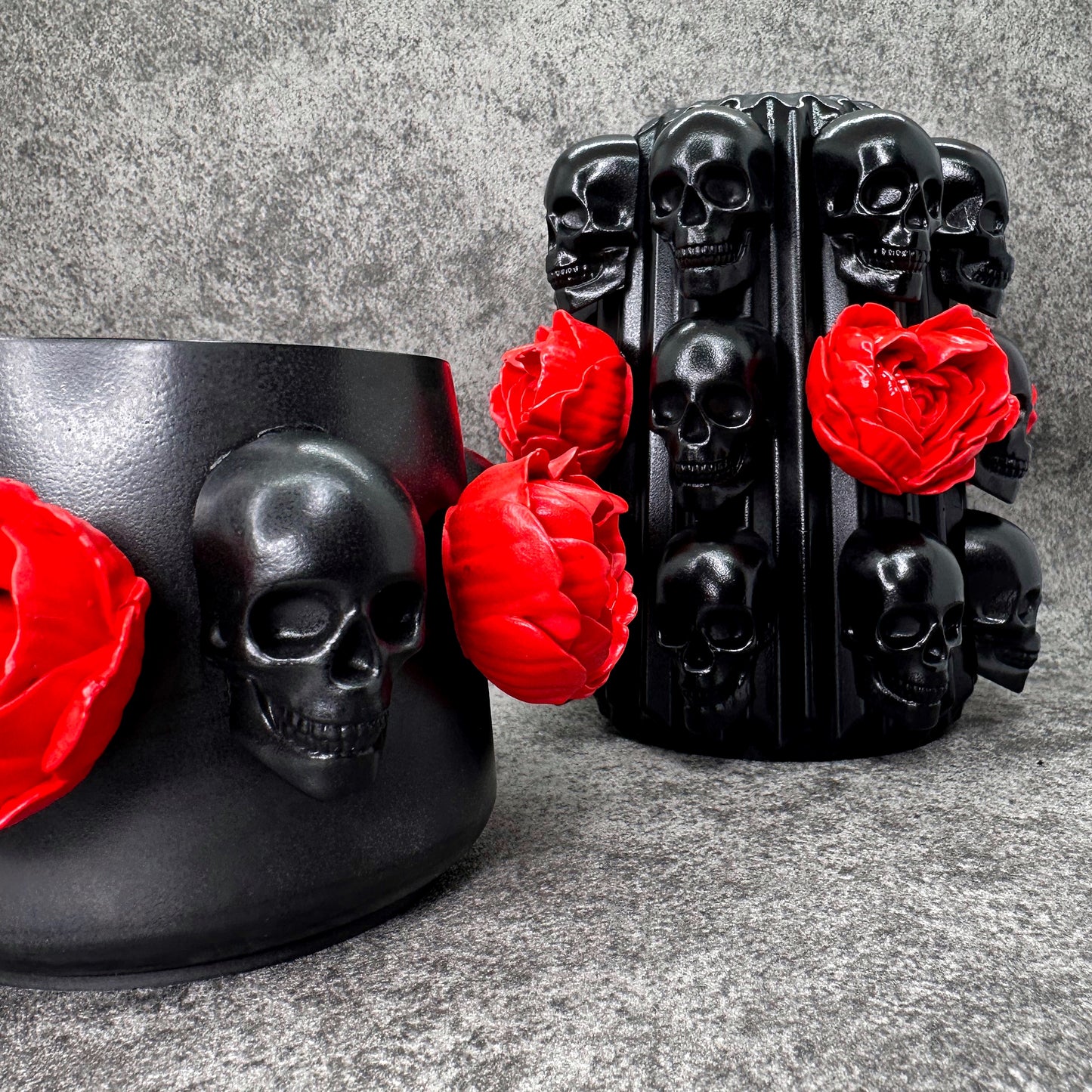 Skull & Red Rose Vase