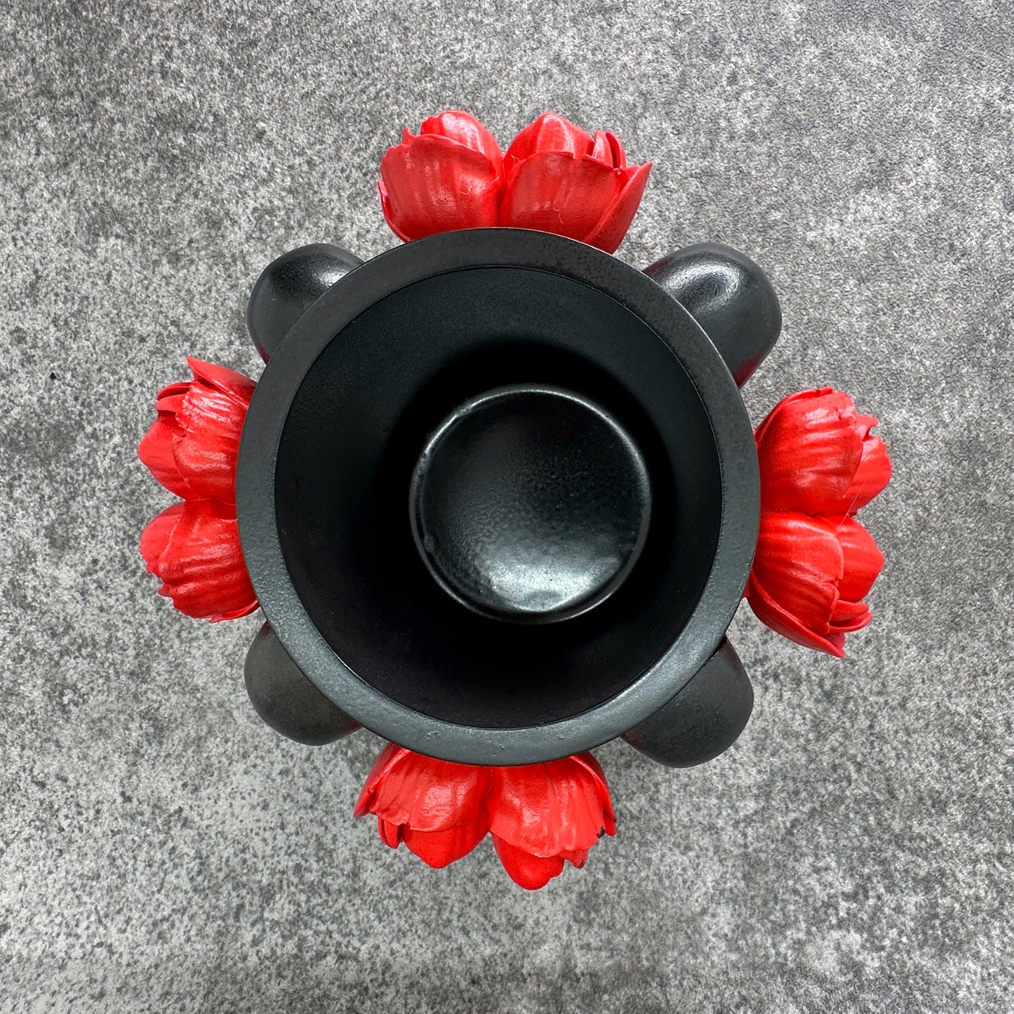 Skull & Red Rose Pot