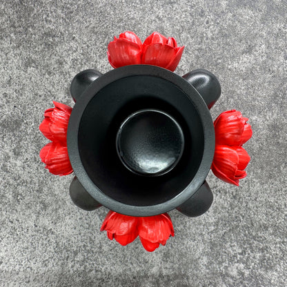 Skull & Red Rose Pot