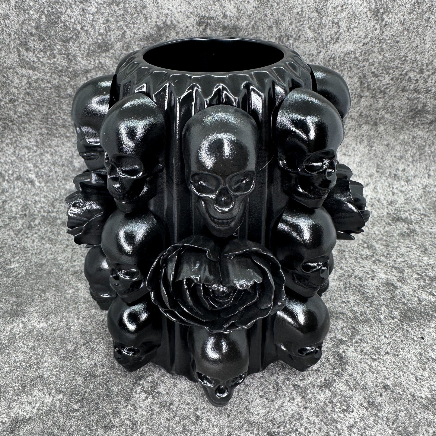 Skull & Black Rose Vase