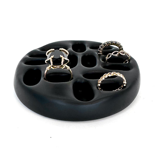 Black Ceramic Handmade Ring Holder