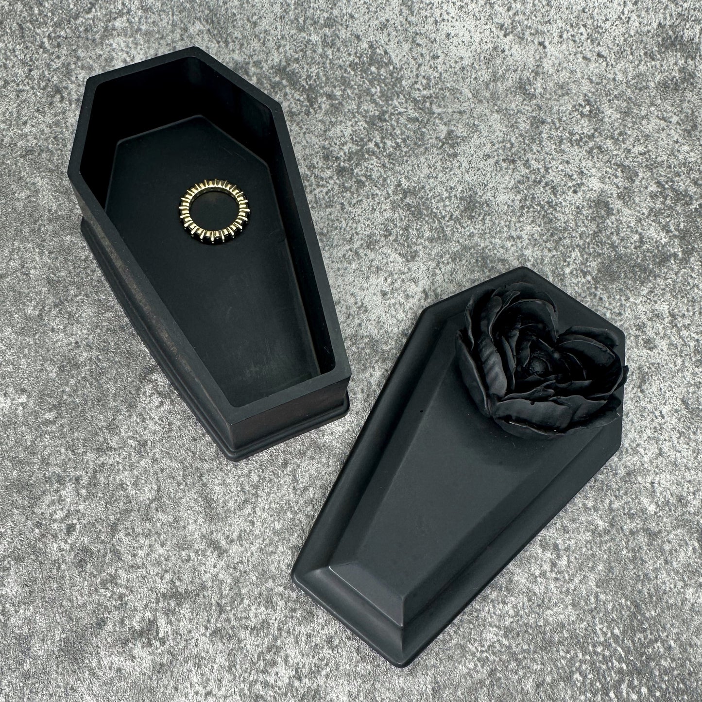 Black Rose Coffin Trinket Box