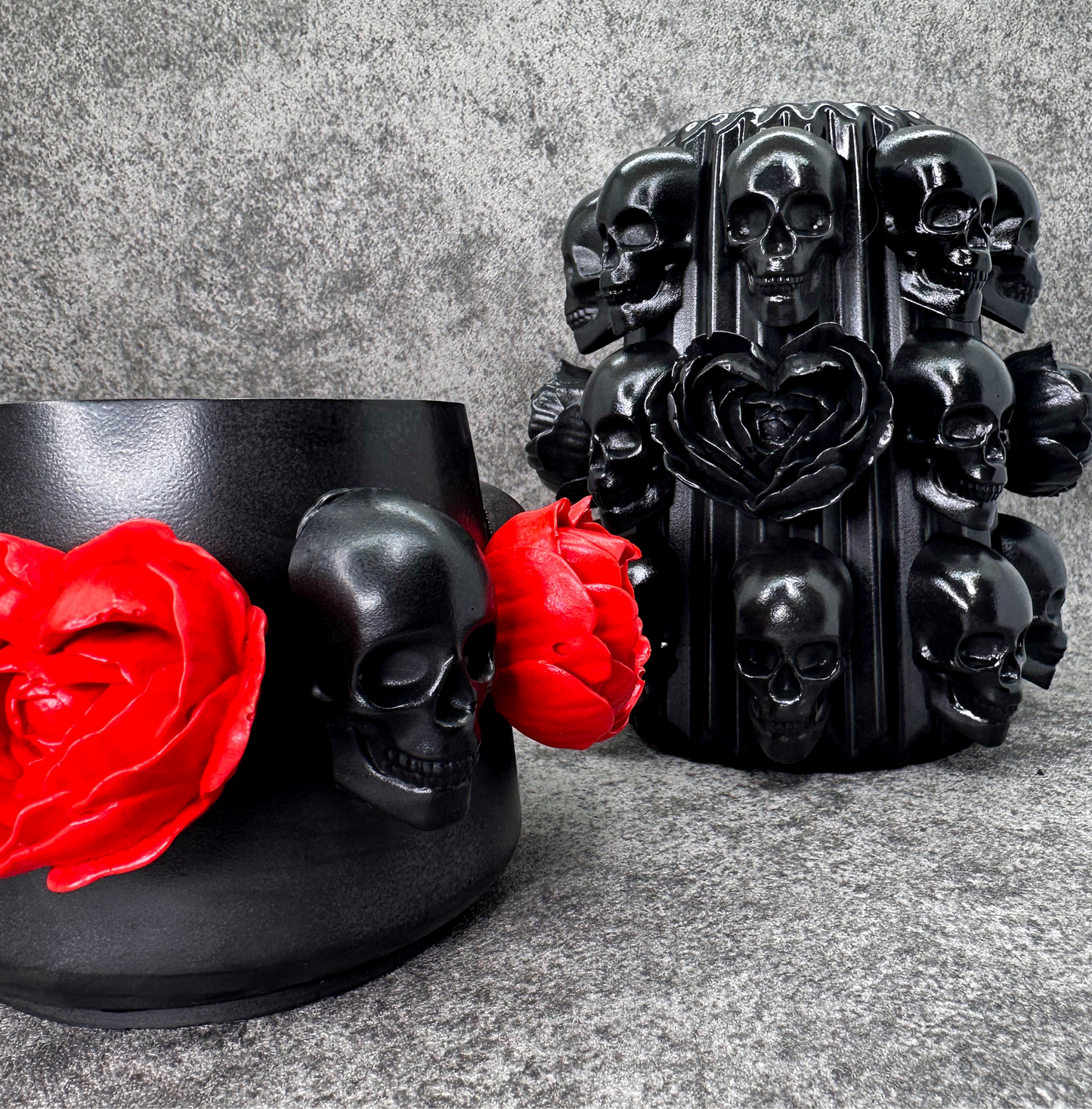 Skull & Black Rose Vase