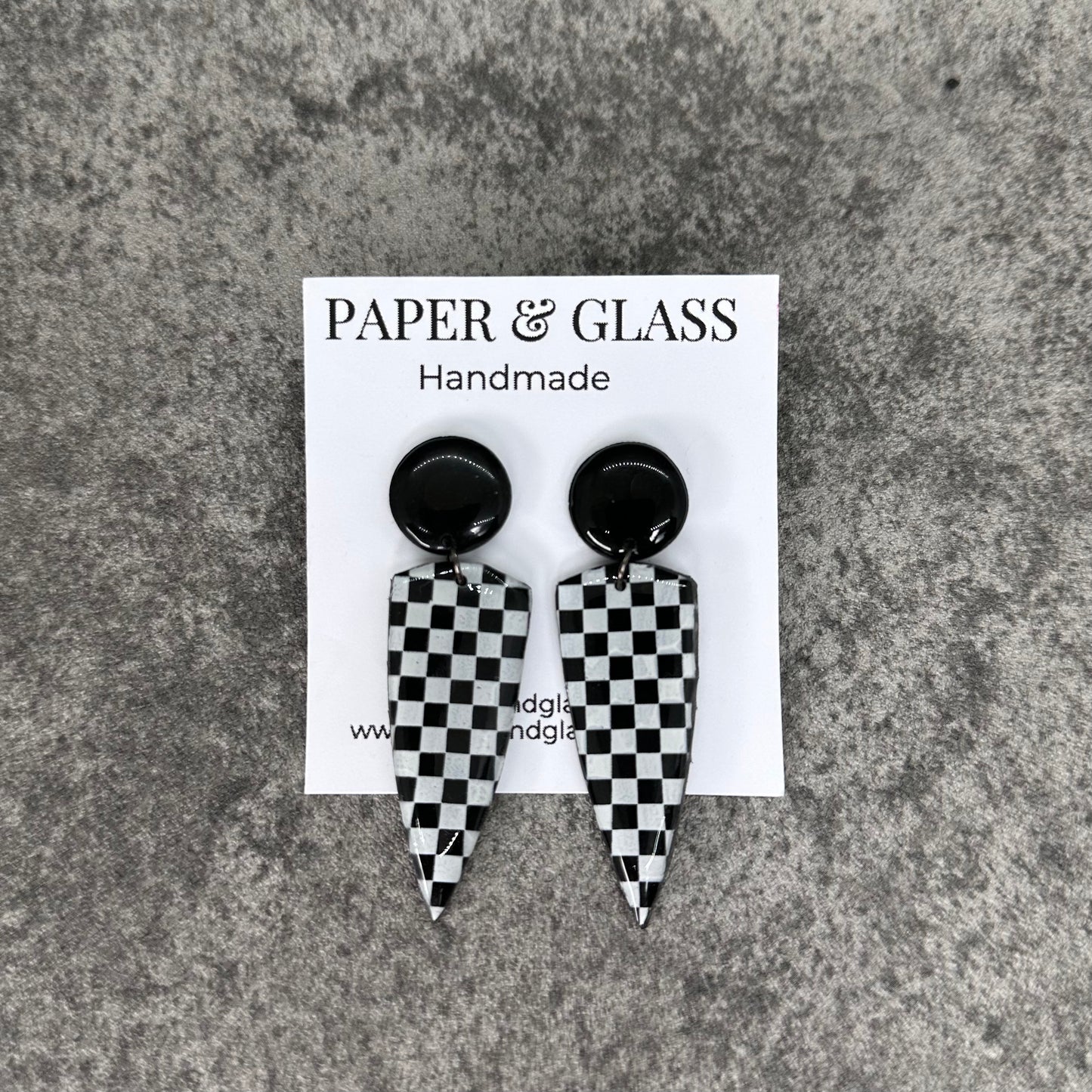 Checkerboard Dagger Drop Earrings