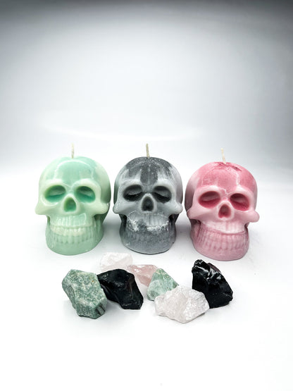 Skull Shaped Intention Healing Candle with Crystal