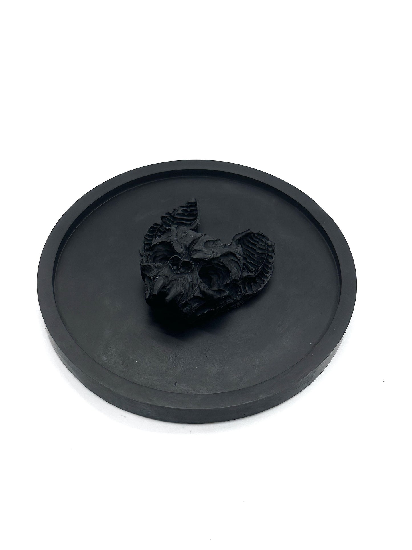 Black Vampire Cat Skull Gothic Round Trinket Tray