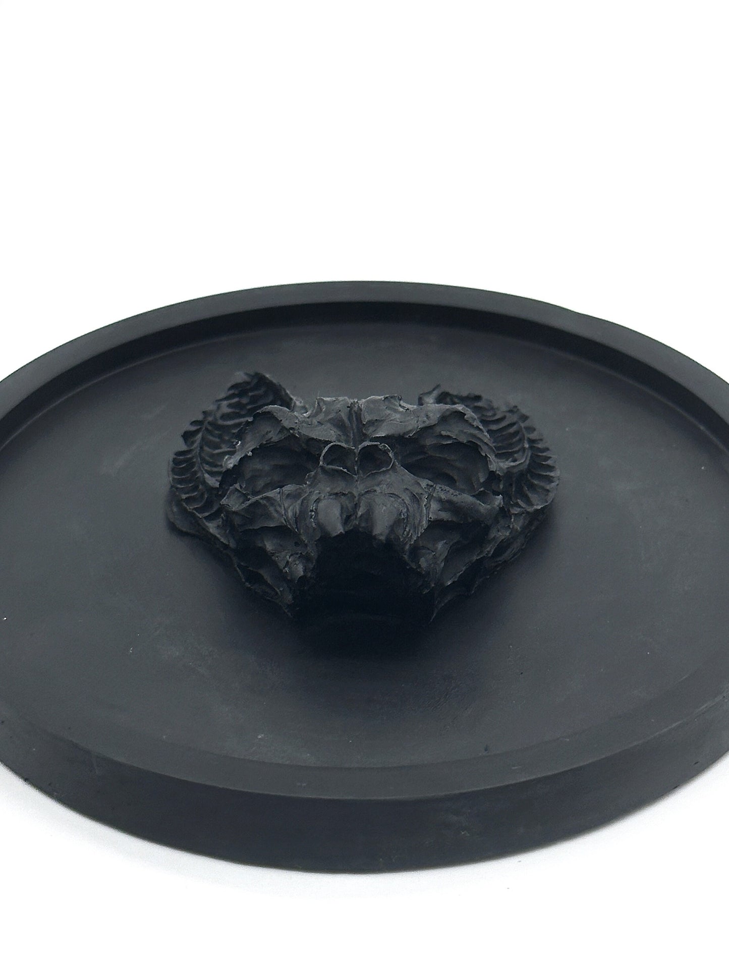 Black Vampire Cat Skull Gothic Round Trinket Tray