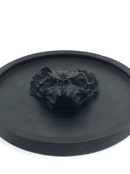 Black Vampire Cat Skull Gothic Round Trinket Tray