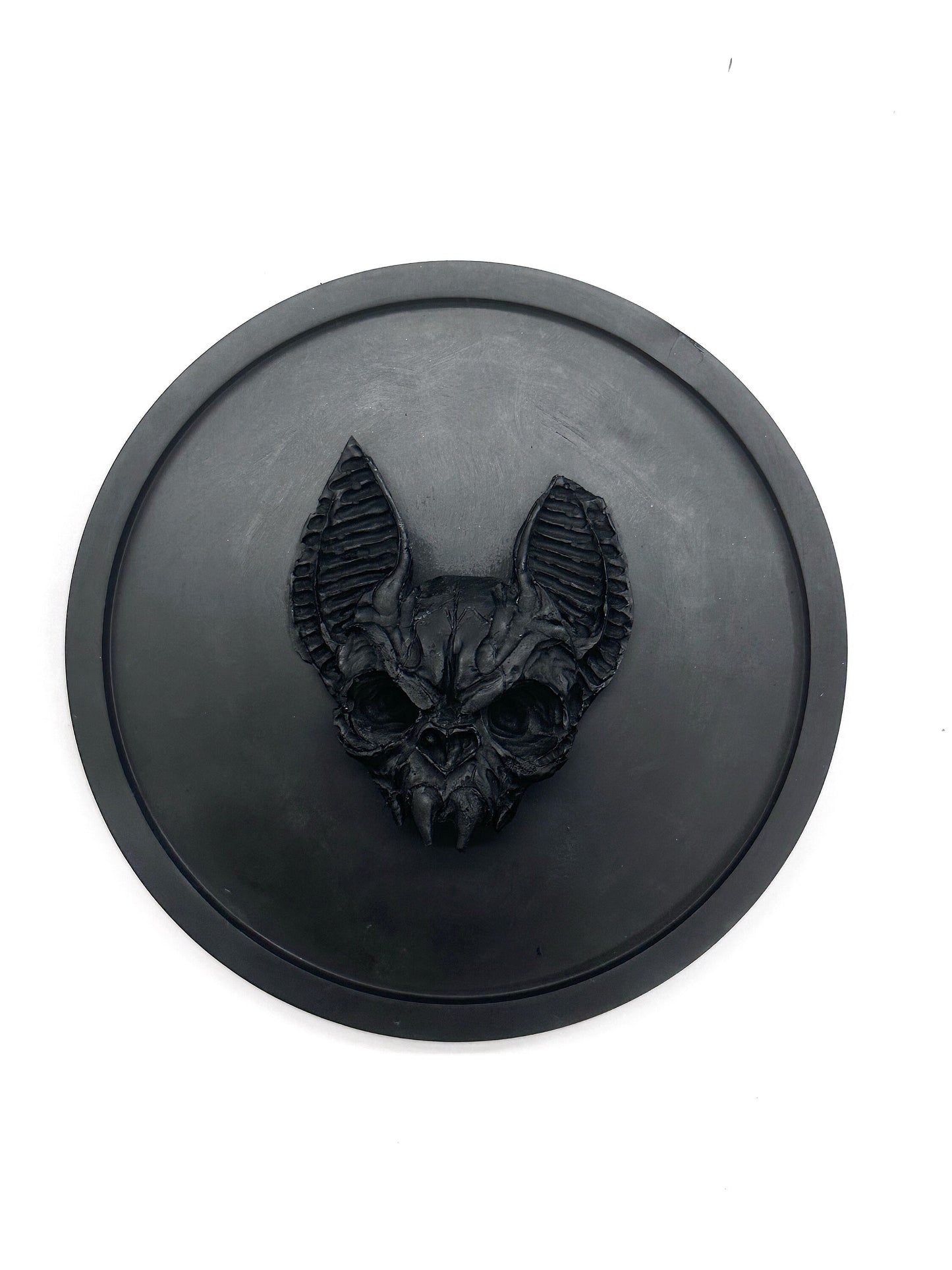 Black Vampire Cat Skull Gothic Round Trinket Tray